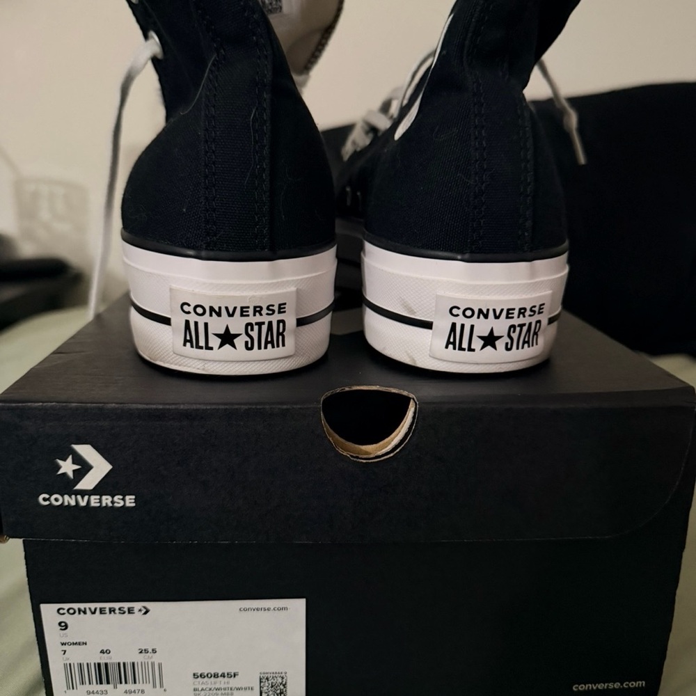 Converse Women's Black and White Platform Sneakers - Picture 2 of 4